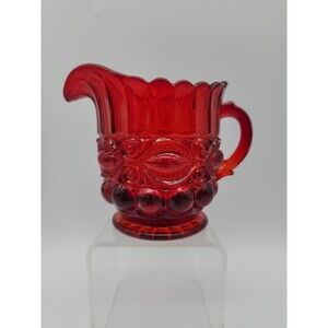 Red Glass Eye Winker Pattern Creamer Mosser USA Small Pitcher
